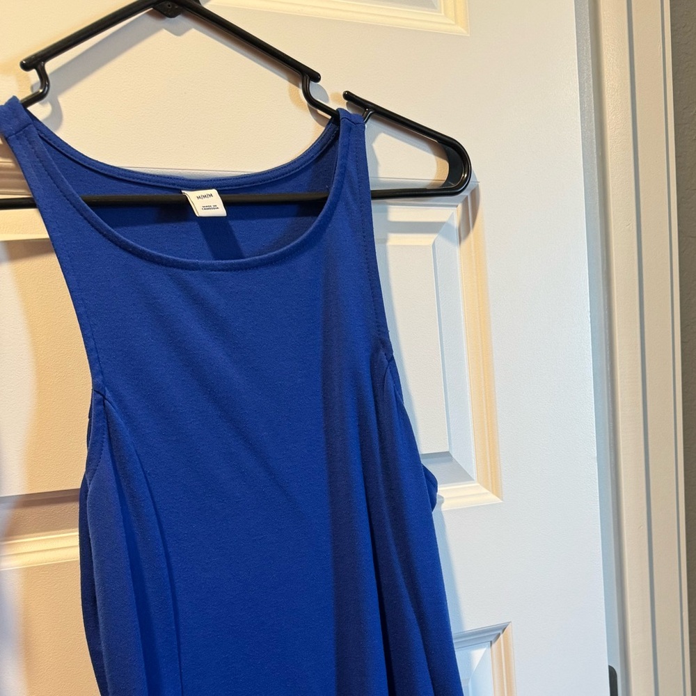 Mini blue racer back dress, minimally worn, has pockets! Bought brand new!